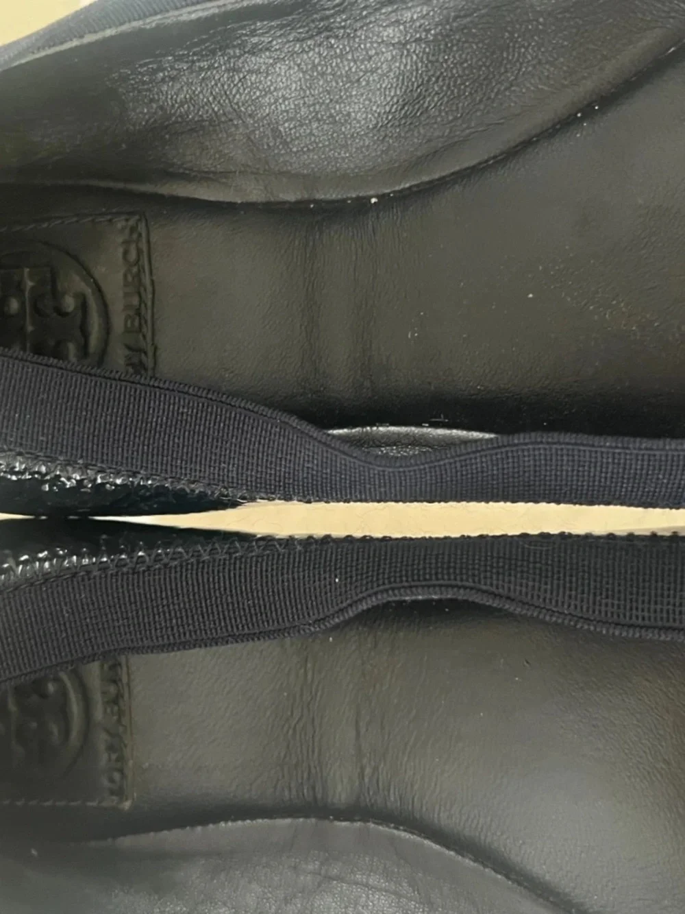 Tory Burch Caroline Ballet Flats Shoes Womens Size 8.5 Black Patent Leather